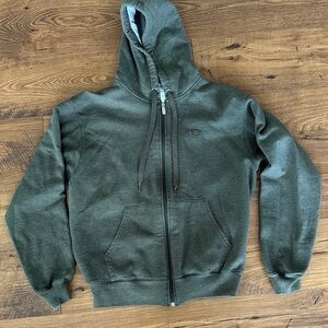 Champion men’s zip up hooded sweatshirt, green, size medium
